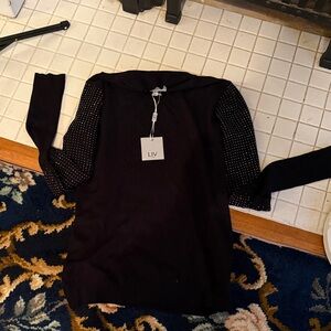 Elegant Black Top with studded ‎ Embellished Sleeves-NWT-retail 99
